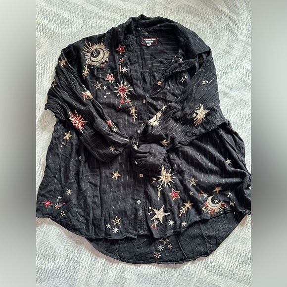 Johnny Was Telesto Oversized Shirt Celestial Stars XL - Picture 1 of 1